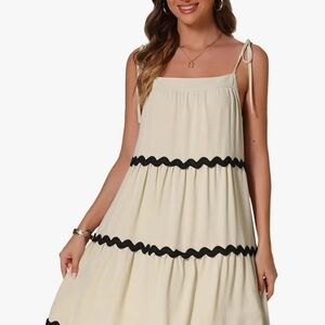 Allegra K LARGE Spaghetti Strap Dresses for Women's 2025 Summer Sleeveless Rickr